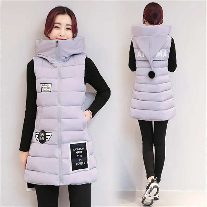 2017 new winter girls long sleeveless jacket down Cotton Hooded casual