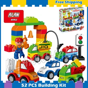 

52pcs My First Creative Cars Variety of Car Story Big Size Building Blocks Bricks Baby Toys Gifts Set Compatible With Duplo Lago