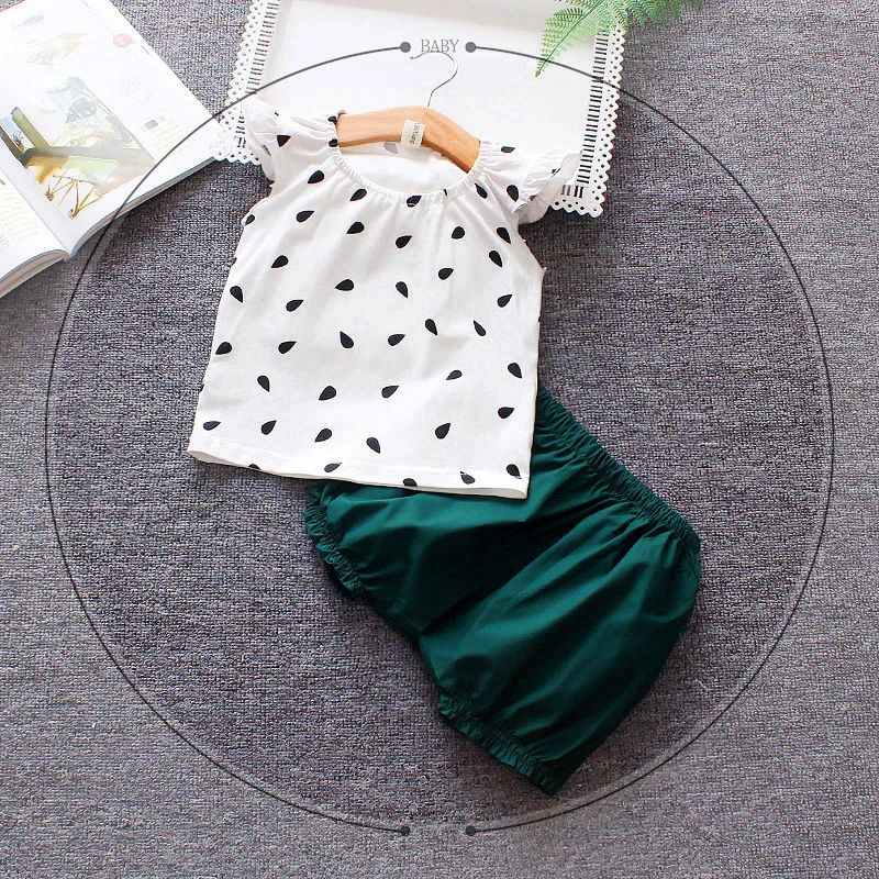 

Baby girls summer clothing sets toddler fashion cotton t-shirt+short pants 2pcs tracksuits for bebe girls infant outfits suits