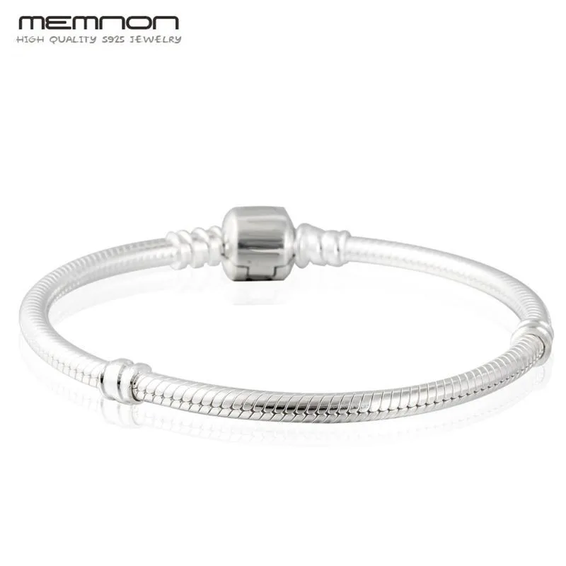 

Memnon 925 Sterling Silver Snake Chain European charms Bracelets with Clasp For women DIY fit Charms bead fine jewelry YL001