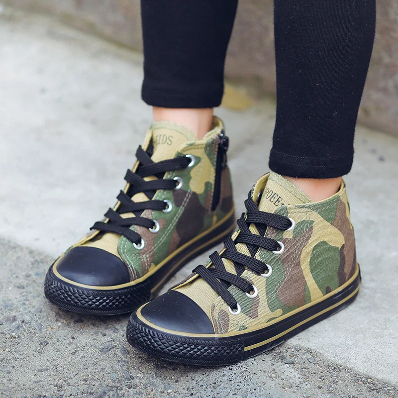 

Cool camouflage high-top children's canvas shoes boys' and girls' lace-up school field military training cloth