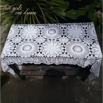 

High Quality Rectangle Handmade Crochet Table Runner Home Wedding Dinner Decoration Retro Coffee Table Cover Tea Desk Mat