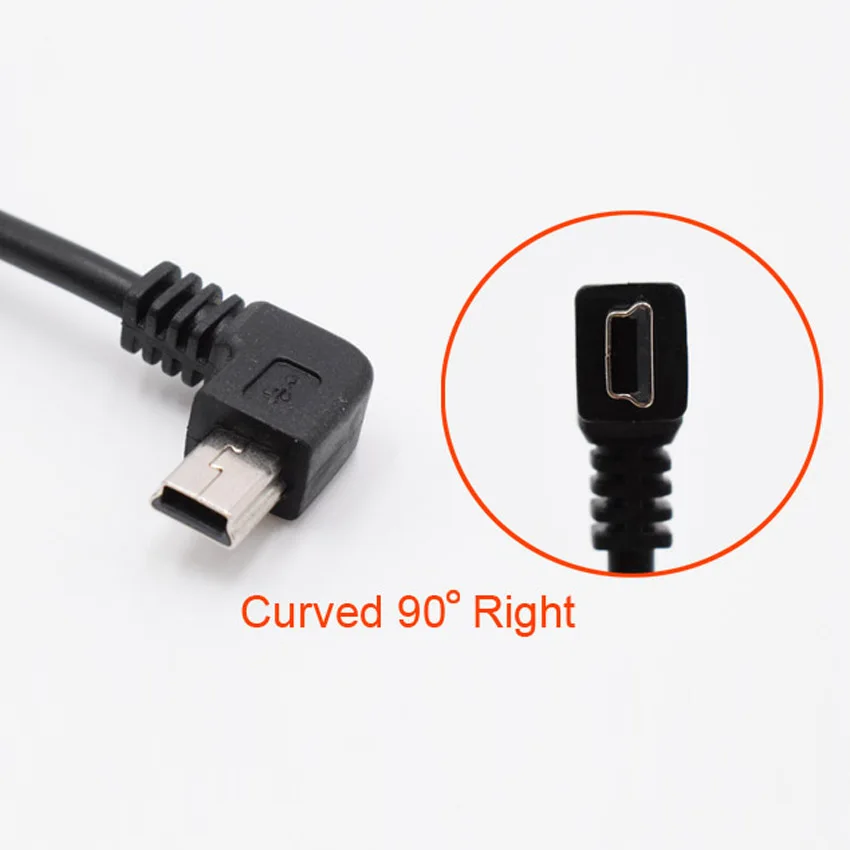 Автомобильный зарядный изогнутый мини-usb кабель для автомобильного видеорегистратора камера видео рекордер/gps/PAD и т. Д. Длина кабеля 3,5 м(11.48ft) линия передачи данных - Название цвета: curved Right