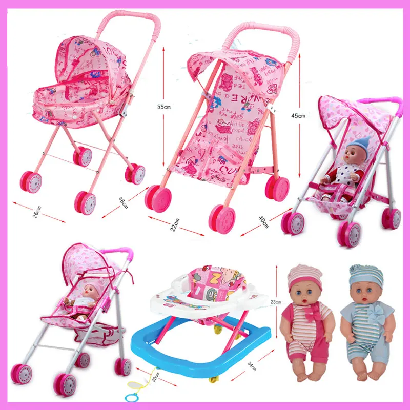 Baby Educational Pretend Play Folding Baby Stroller Toys with Dolls