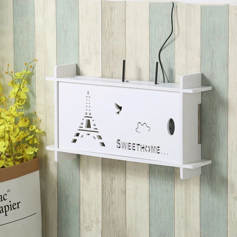 

Punch-free wireless router storage box wifi light cat shelter box set-top box wall storage shelf living room