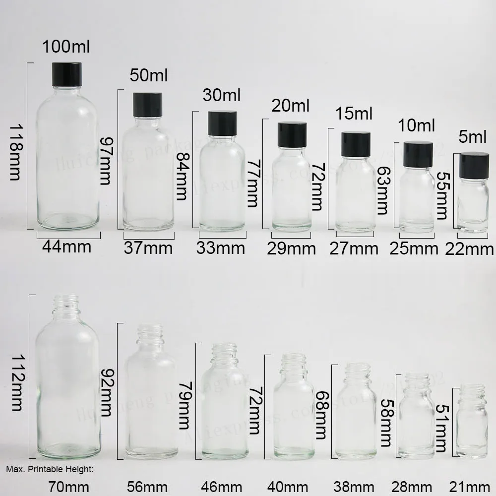 12x5 мл 10 мл 15 мл 20 мл 30 м 50 мл 100 мл прозрачная стеклянная бутылка для эфирного масла с алюминиевыми крышками стеклянный контейнер для эфирного масла