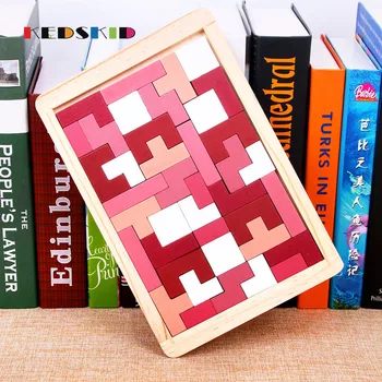 

Wooden Children pink red Tetris Logical thinking ability Baby Educational Toys