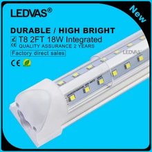 LEDVAS 2-Pack 18W 2Ft V Shaped Integrated T8 LED Tubes SMD 2835 600mm 96led Light Lamp Bulb 2feet 0.6m AC85-265V Led Lighting