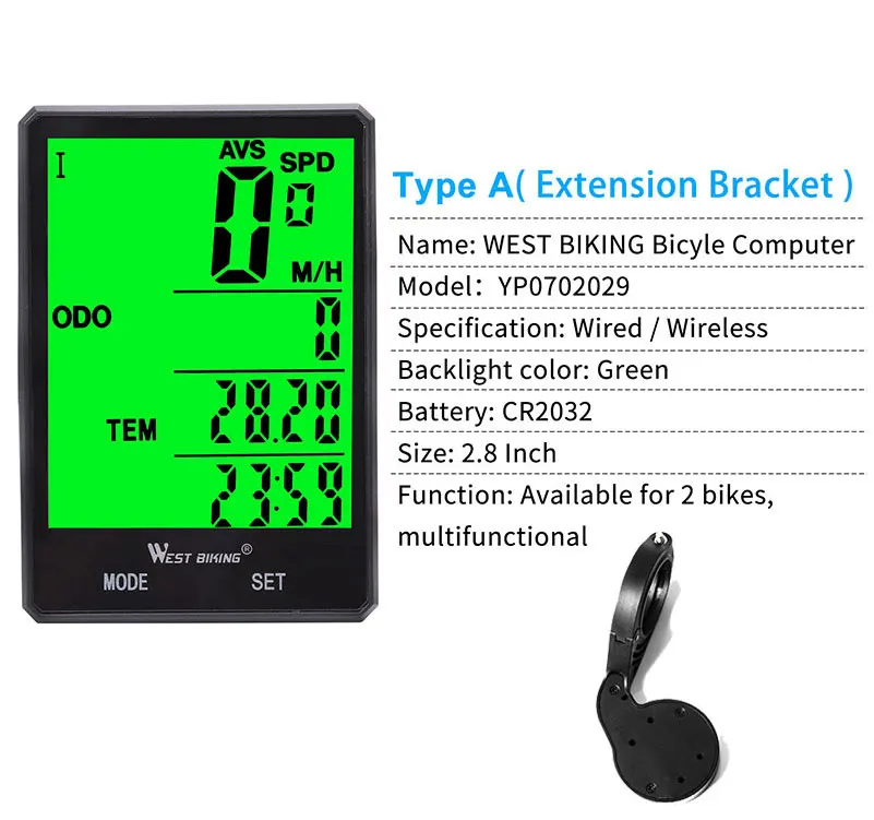 West Biking беспроводной Велосипедный компьютер Спидометр Одометр непромокаемый велосипед измеряемая температура Секундомер Велосипедный компьютер
