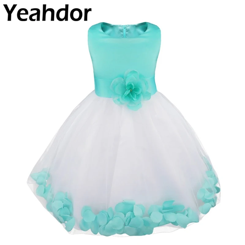 

Flower Girls Dress Flower Petals Tulle Bow Sleeveless Dress for Wedding Pageant Birthday Party Formal Special AOccasions