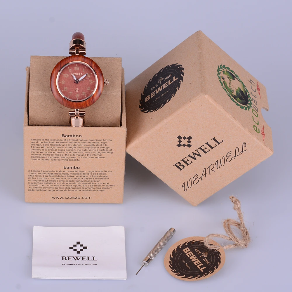 BEWELL женские кварцевые часы с деревянным ремешком relogio feminino DROPSHIPPING Фирменные