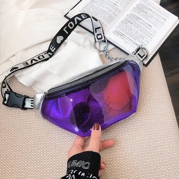 

Summer Transparent Fanny Packs For Women 2019 Chain Waist Packs Ladies Small Belt Bags Female Chest Bag Travel Waist Pack