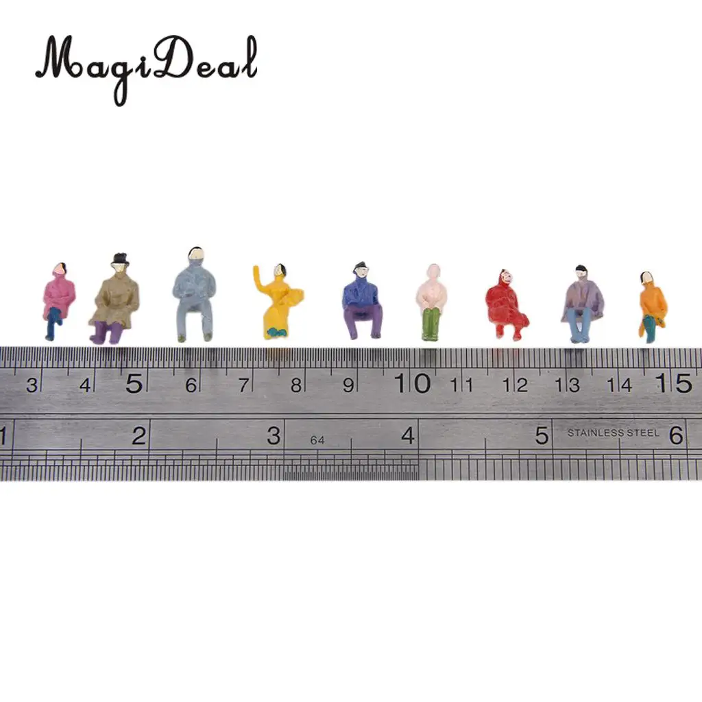 50Pcs/Pack Painted Model Train Seated People Passengers Figures for Station Platform Street Park Scenry Layout 1:87 HO Scale