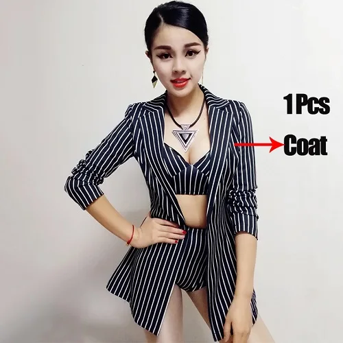 Coat Джазовые Сценические костюмы для певцов, полосатый костюм, топ, шорты, женский сексуальный костюм для ночного клуба, Dj, одежда для выступлений, Ds, Одежда для танцев, DNV10204 - Цвет: Coat
