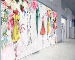 Beibehang пользовательские обои акварель цветок красоты ретро личности мода красота магазин одежды фоне стены 3d обои