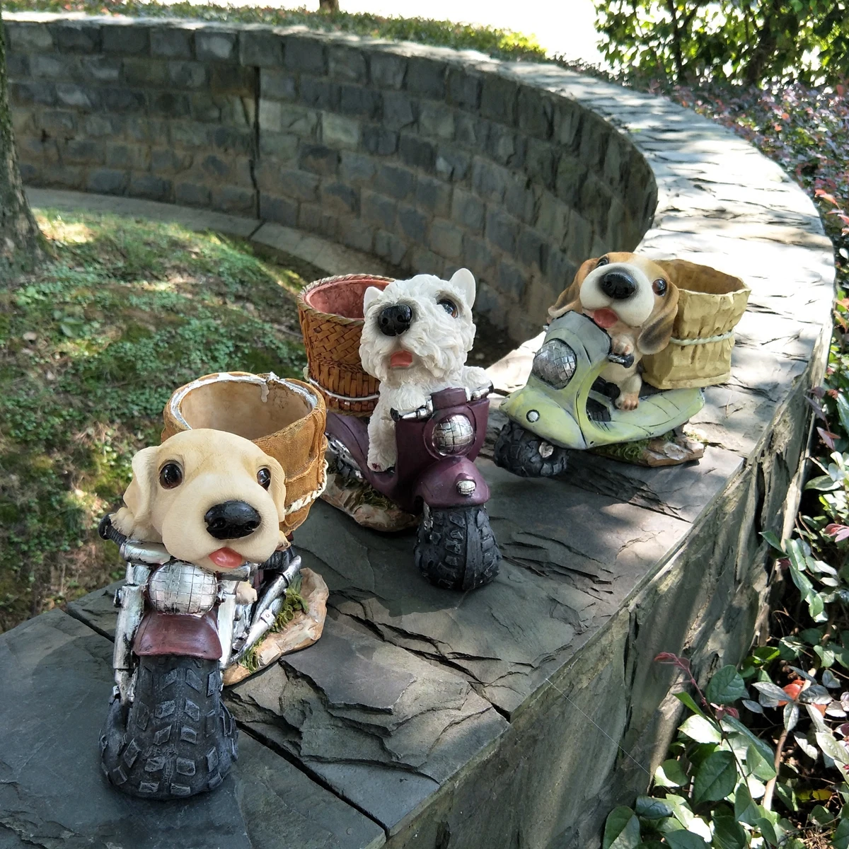 Resin Mini Dog Puppy Bonsai Miniature Figurines Flowerpot Terrarium