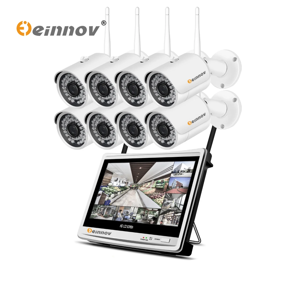

Einnov 8CH 1080P Video Surveillance Wifi 2MP IP Camera 12inch LCD NVR CCTV Kit Security Camera System Wireless With Recording HD