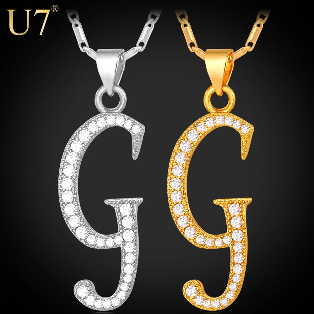 U7 Customized Alphabet font b G b font font b Letter b font Pendant Charm Gold