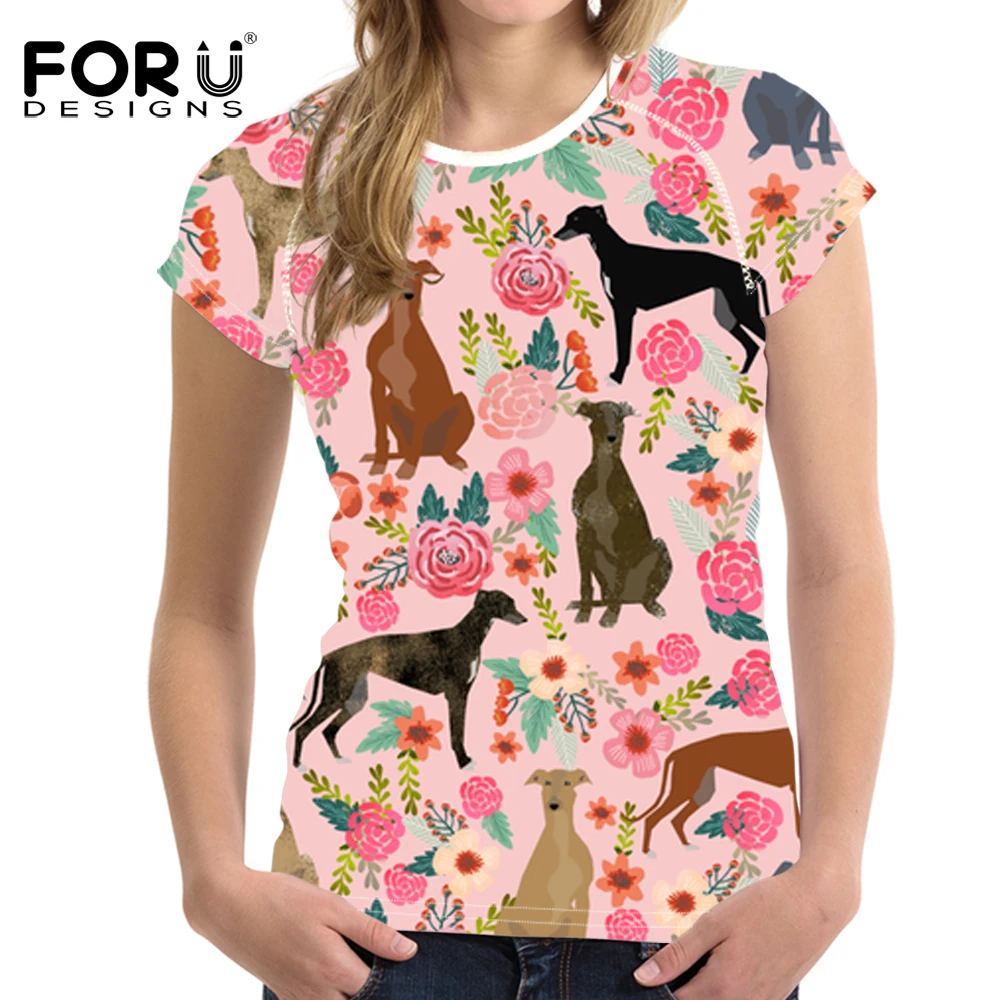 FORUDESIGNS/женская футболка с принтом из мультфильма Грейхаундс милым собаки