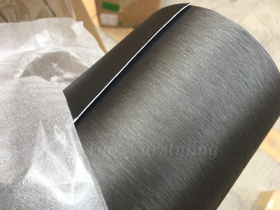 Low price 1.52x20m/roll Titanium brushed aluminum vinyl wrap car
