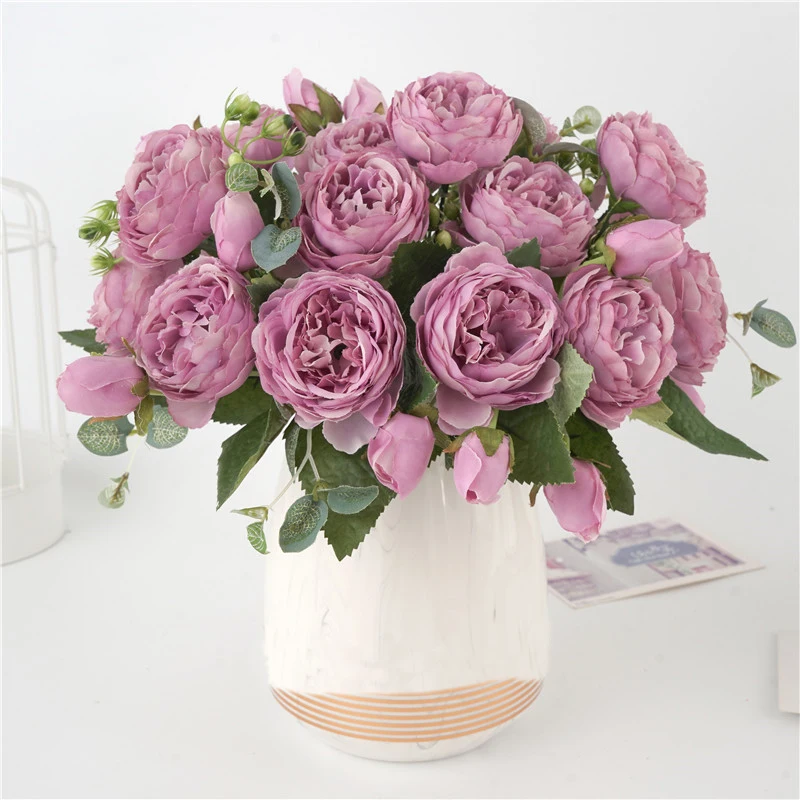 Bouquet Di Fiori Artificiali Zythrem – 6 Peonie E Margherite In Seta, 31 Cm, Mix Di Colori, Per Decorazioni Matrimonio E Casa - 5