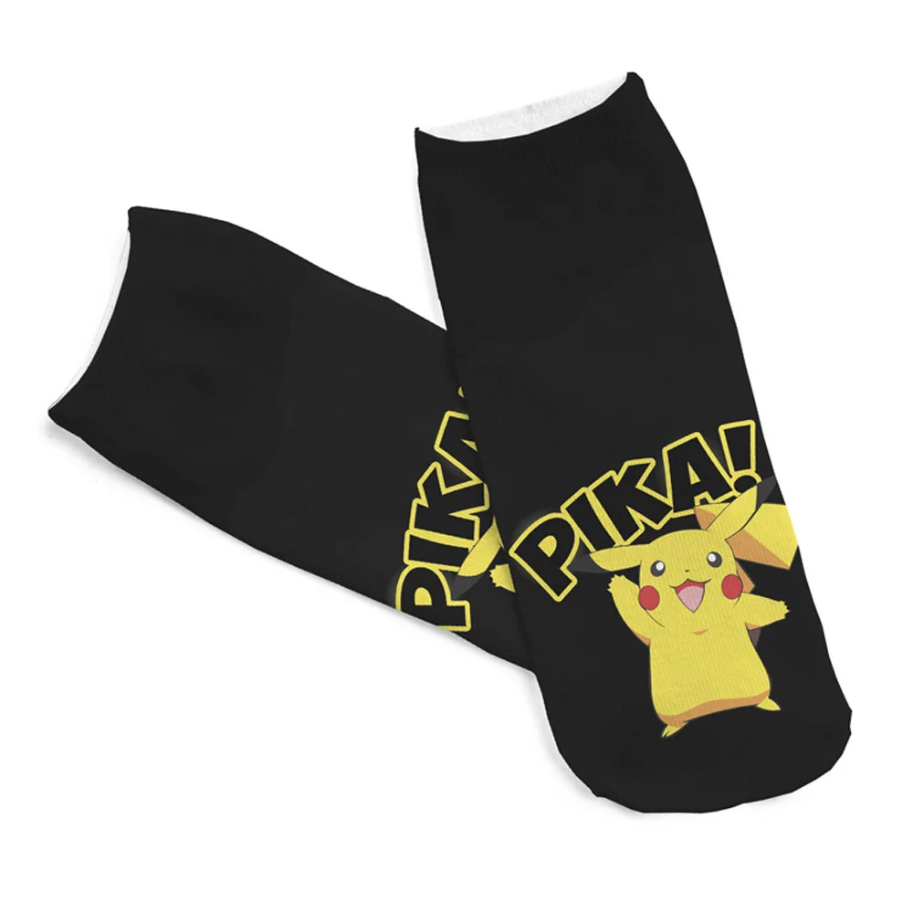 Милые животные хлопковые носки женские Kawaii мультфильм Покемон летние короткие носки женские повседневные Мягкие sox Забавные 3D милые Pika