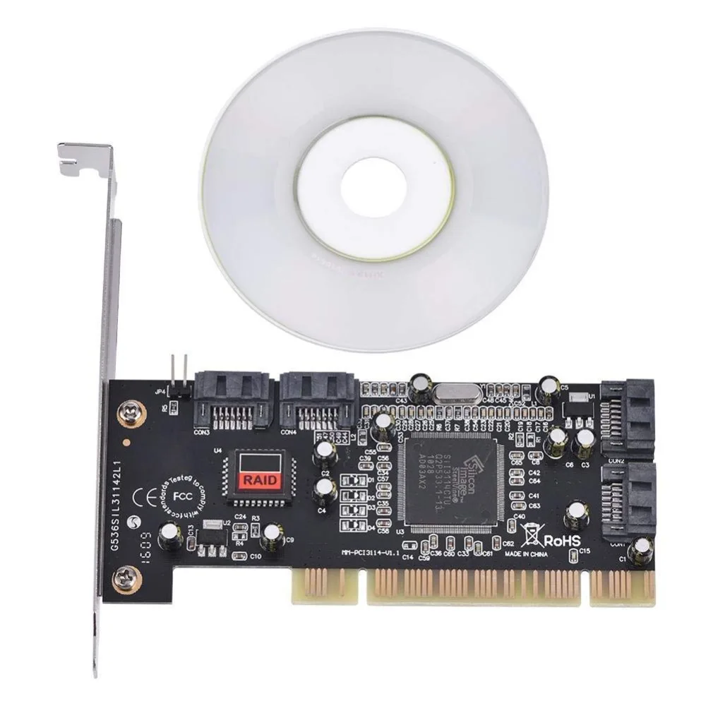 PCI expand card 4 порта SATA add on Card с чипсетом Sil 3114 совместимый с PCI specification revision 2,2 для настольных ПК/компьютера