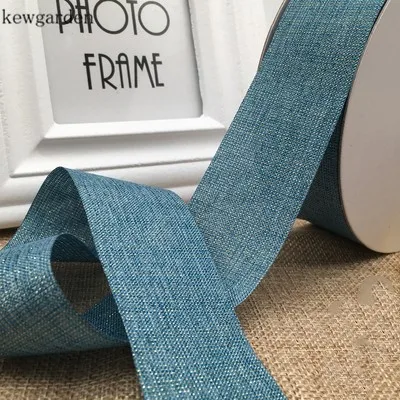 Kewgarden Золотой полиэстер линия льняные ленты 1," 40 мм вручную изготовленная лента DIY бант ленты упаковка Riband 50 ярдов - Цвет: Синий