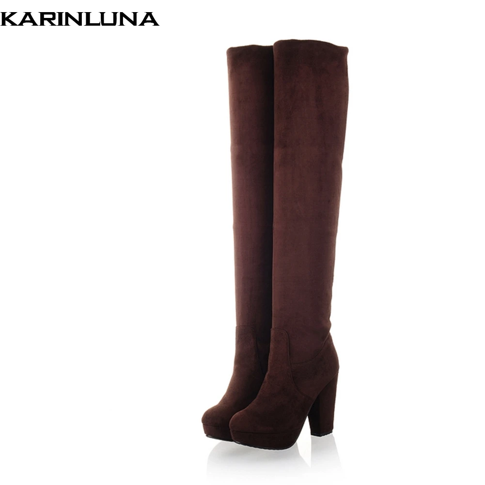 

KARINLUNA wholesale large size 43 sexy women's party Boots Shoes high heels fashion knee-high Boots shoes woman