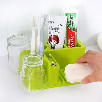

Home Desktop Rectangular Bathroom Storage Box Organizer Multifunctional Cosmetics Washing Table Plastic Shelf Cup Holder
