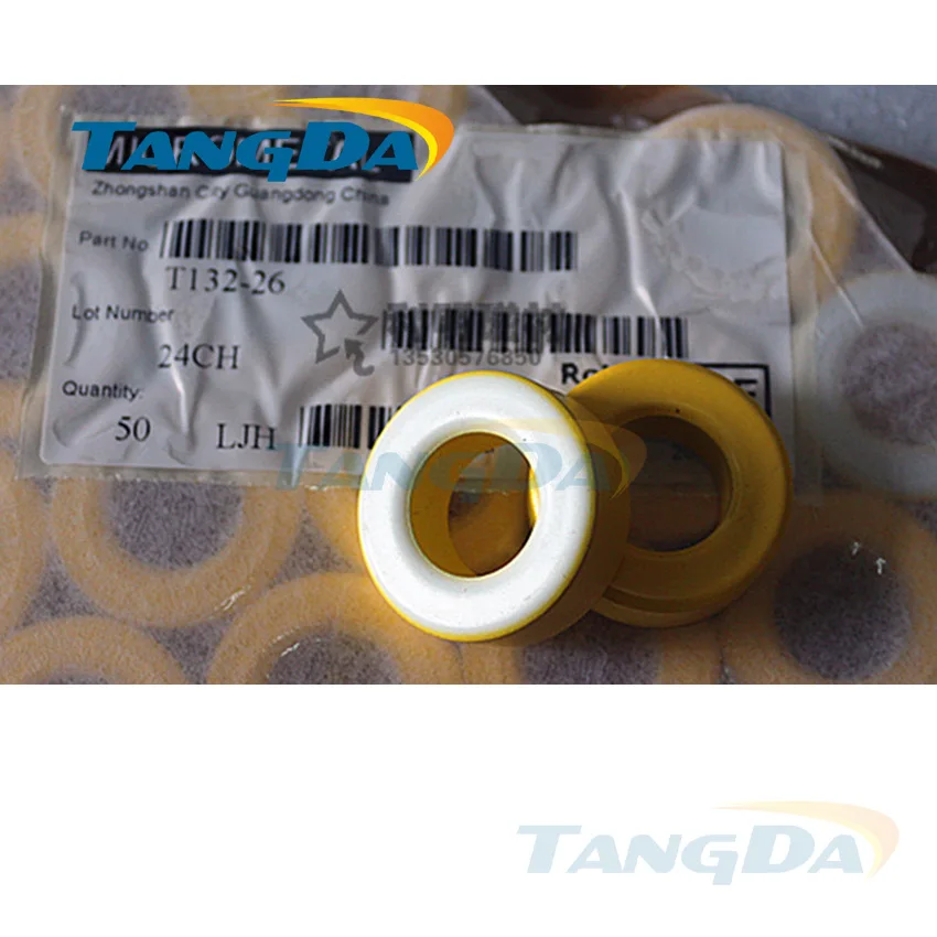 Núcleos de Ferro Núcleo de Ferrite do Anel Tangda Poder Indutor 33.0*17.5*10.7mm Amarelo Branco Revestido Filtragem Kt132-26 T132 T132-26