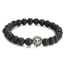 Lion Charms Diffuser Bracelets Black Lava Beads Natural Stone Bracelet For Women Men Jewelry Christmas red watermelon tourmaline stone beads bracelet for women men natural stone bracelet crystal quartz bracelets elastic