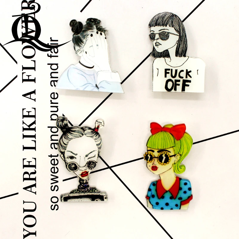 

1PCS MIX girl Cartoon Icons on The Pin Kawaii Icon Badge Bacges on Backpack Badges for Clothing Acrylic Badges 34