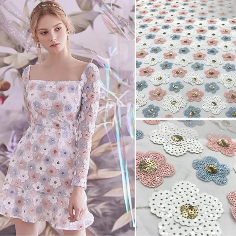 

Spring and summer mesh sequin fabric quality women's costumes evening dress sequin fabric