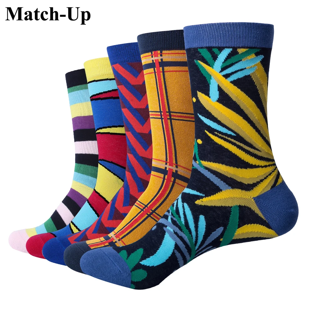 

Match-Up men's socks cotton colorful breathable funny Harajuku Street Style socks (5pairs/lot)