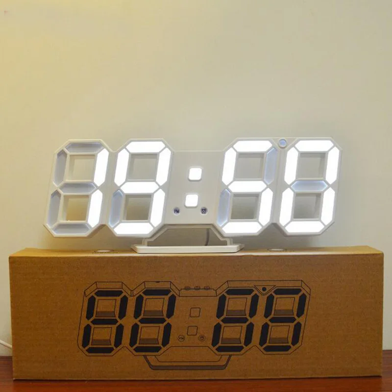 3d Digital Alarm Clock Tabletop Or Wall Mount Electronic Clock Automatically Rotated Time Date Temperature Brightness Adjust - Alarm Clocks - AliExpress