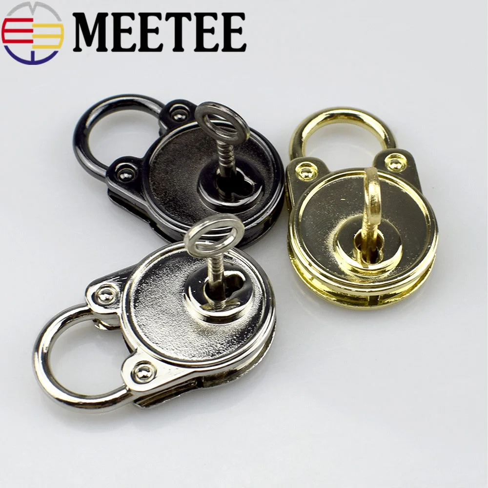 Meetee 2Set Shoulder Bags Metal Lock Clasp Luggage Hardware Decorative Lock Buckle DIY Handbag