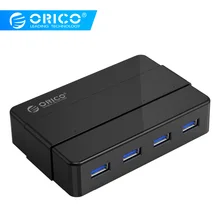 ORICO 4 порта USB 3,0 концентратор 5 Гбит/с супер скорость портативный USB разветвитель с 12 В адаптер питания для ноутбуков Аксессуары для настольных компьютеров