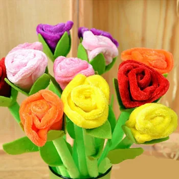 

Colorful Plush Rose Flower Ballpoint Pen Kids Students School Stationery Writing Pens Party Favors home decor birthday