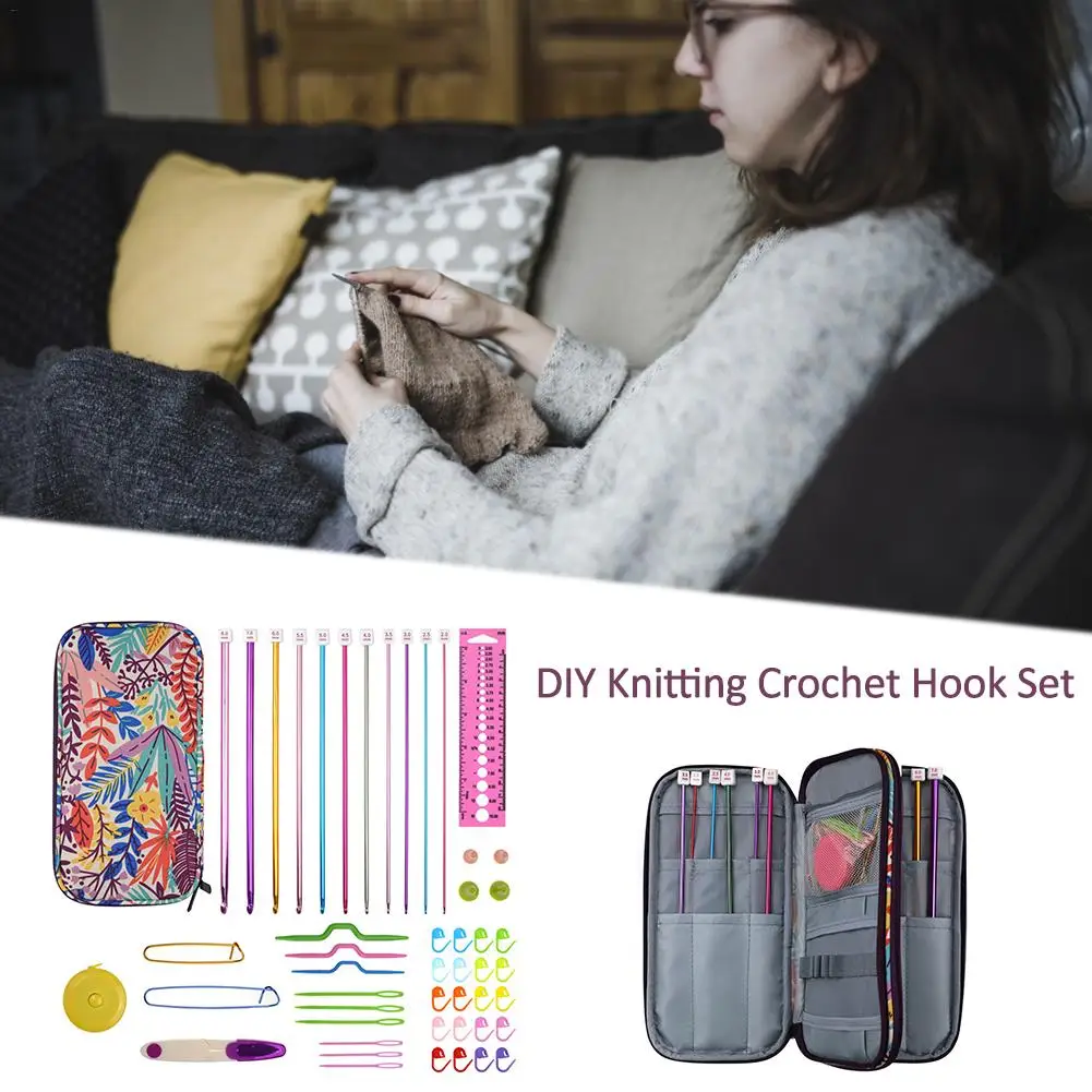 

New Crochet Hook Set 2-8mm Yarn Knitting Needles Sewing Tools Full Set Knit Gauge Scissors Stitch Holders DIY Craft Tools #