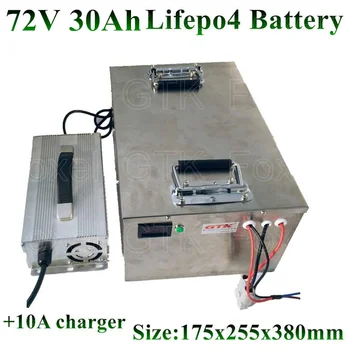

Metal case 72v 30Ah LiFePo4 battery High power 3000w Not lithium lipo for RV EV motor solar storage energy bike + 10A charger