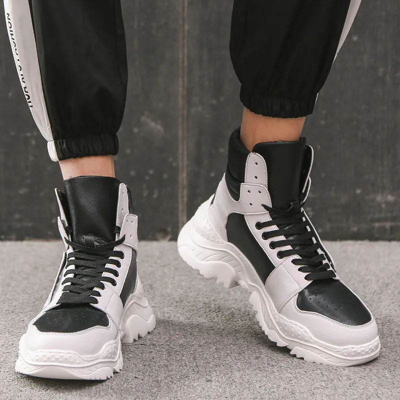 

Summer Spring 2019 New Streetwear High Top Pu Shoes Men Casual Footwear