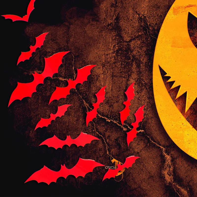 50Pcs Halloween Bat Wall Decals Stickers 3D Black Bats Wall Stickers Bat Hallowe