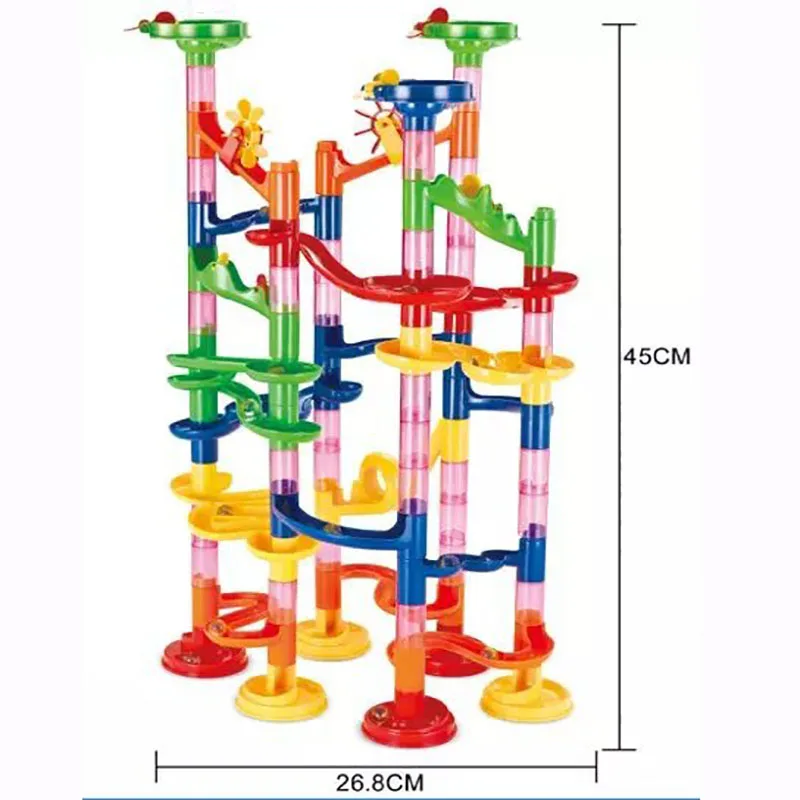 Цветные строительные блоки DIY Строительство мраморный трек Запуск шары лабиринты 3D мяч на направляющей блок детский подарок развивающие игрушки