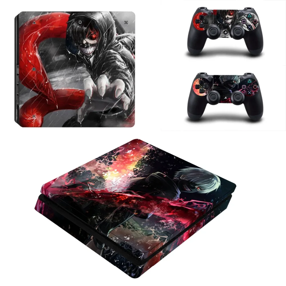 Виниловая наклейка Аниме Tokyo Ghoul PS4 Slim Skin для консоли Sony Playstation 4 и 2 контроллера