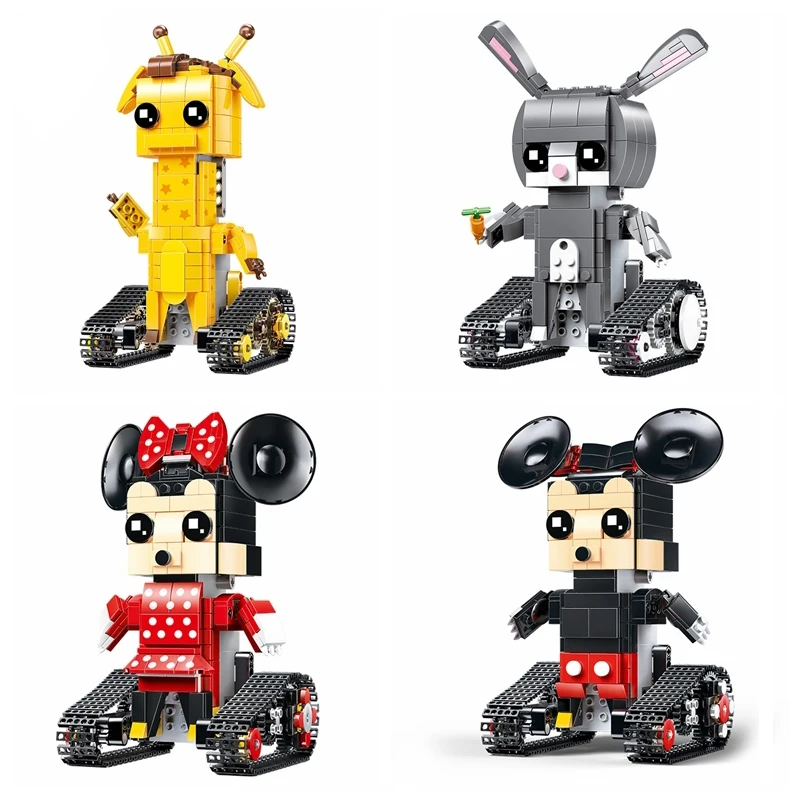 

Diy Willie Figures Mickey Mouse Minnie Rice Deer Remote Control Doll Model Building Blocks bricks Legoingly Toys for kids gifts