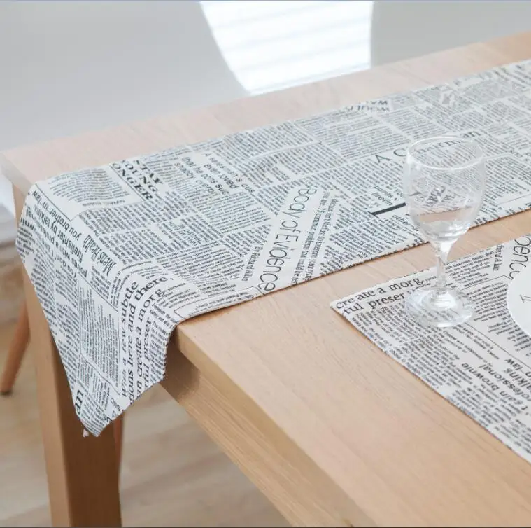 

Cotton Table Runner Camino De Mesa Table Runner Newspaper Printing Runner For Table Chemin De Table Tafelloper Placema Home Text