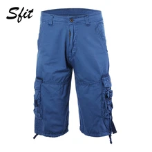 Sfit повседневные летние мужские однотонные свободные стиль сафари Комбинезоны Короткие брюки хип-хоп мульти-карманы тренировки пляжные шорты плюс размер