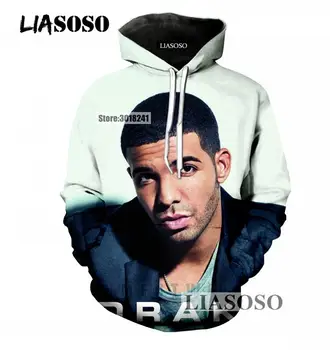 

LIASOSO 2019 Harajuku New Design Men Women Hoodies 3D Print Singer Drake Pullover Casual Hooded Tracksuit Loose Sweatshirts T960
