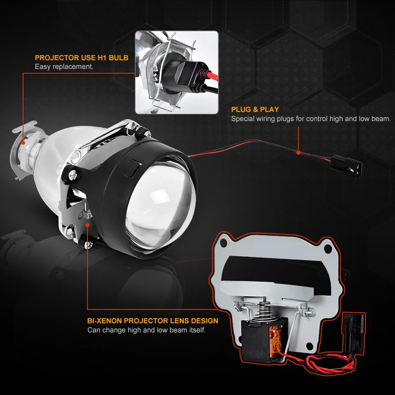 Universual 2.5 inch Mini Projector Len Fit H4 H7 Socket Car Headlight Use H1 HID Bulb For DIY Retrofit Replacement Auto Headlamp Universual 2.5 inch Mini Projector Len Fit H4 H7 Socket Car Headlight Use H1 HID Bulb For DIY Retrofit Replacement Auto Headlamp